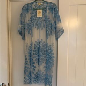 Rebellion Light Blue Embroidered Sheer Top